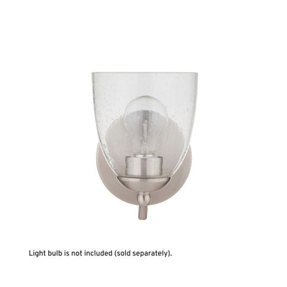 Craftmade Hillridge 6" x 10" 1-Light Brushed Polished Nickel Wall Sconce With Clear Seeded Glass Shade