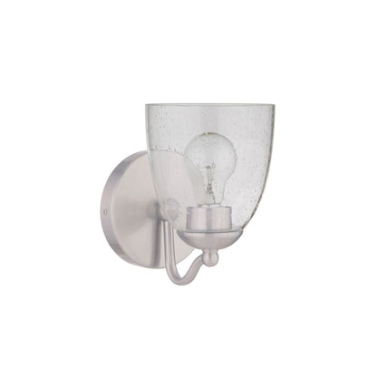 Craftmade Hillridge 6" x 10" 1-Light Brushed Polished Nickel Wall Sconce With Clear Seeded Glass Shade