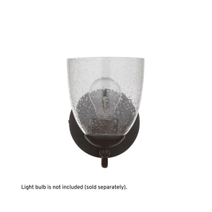Craftmade Hillridge 6" x 10" 1-Light Espresso Wall Sconce With Clear Seeded Glass Shade