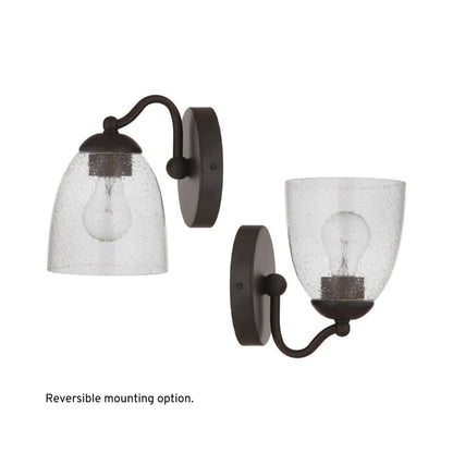Craftmade Hillridge 6" x 10" 1-Light Espresso Wall Sconce With Clear Seeded Glass Shade