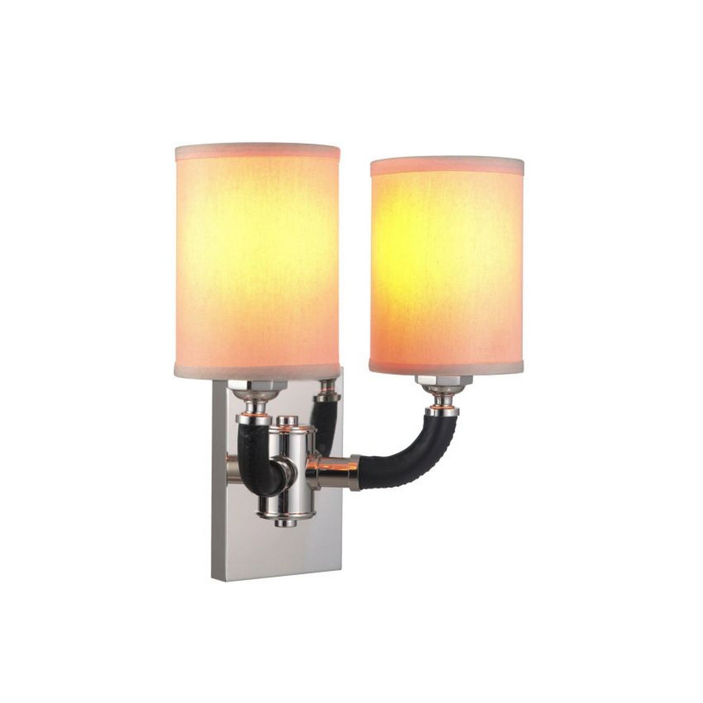 Craftmade Huxley 13" 2-Light Polished Nickel Wall Sconce With Ecru Linen Shades