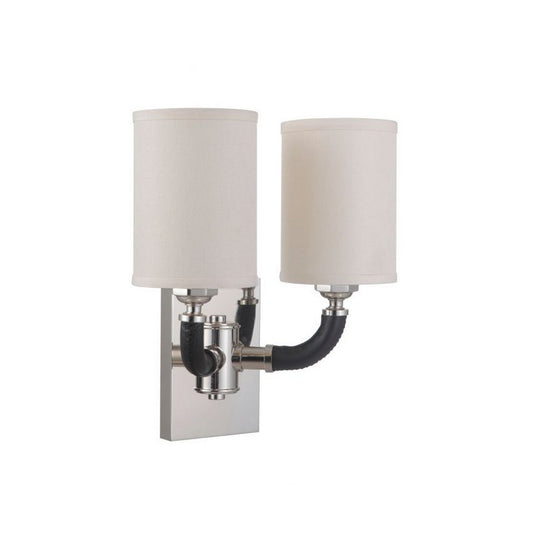 Craftmade Huxley 13" 2-Light Polished Nickel Wall Sconce With Ecru Linen Shades