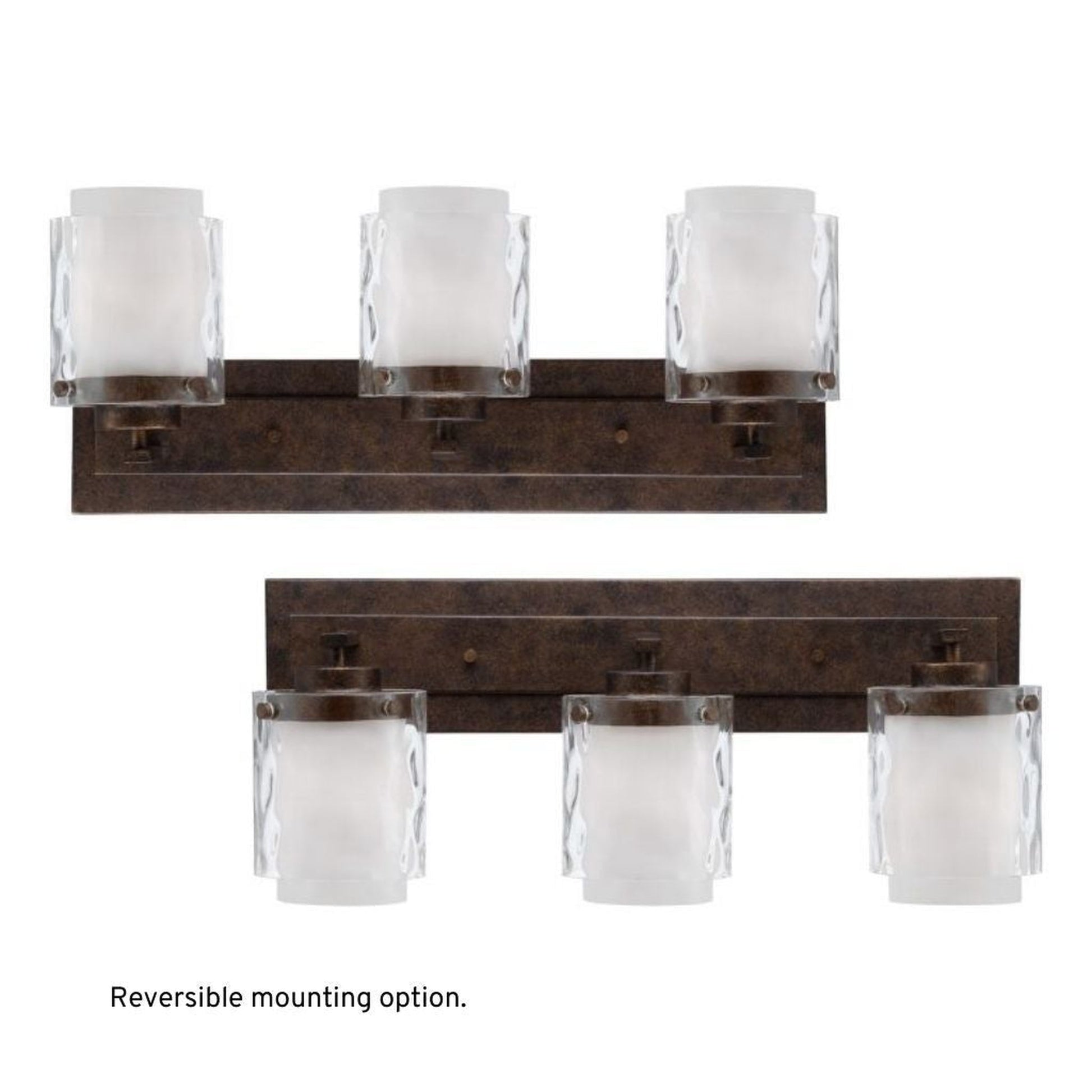 Craftmade Kenswick 24" 3-Light Peruvian Bronze Vanity Light With Clear Outer and Frosted Inner Glass Shades