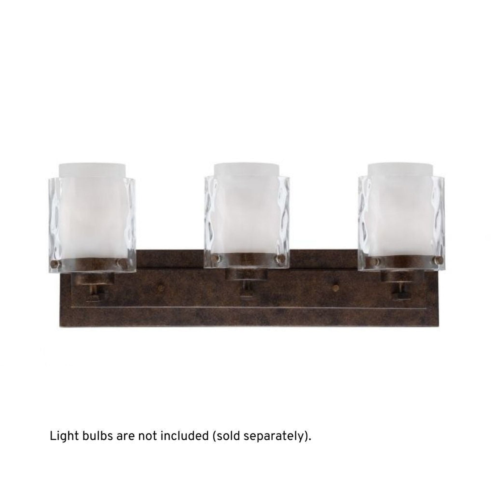 Craftmade Kenswick 24" 3-Light Peruvian Bronze Vanity Light With Clear Outer and Frosted Inner Glass Shades
