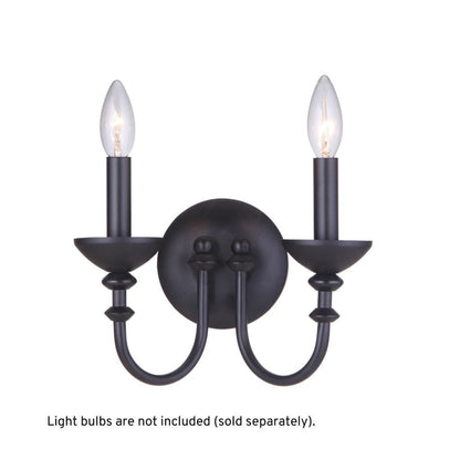 Craftmade Marlowe 10" x 8" 2-Light Flat Black Candle-Style Wall Sconce