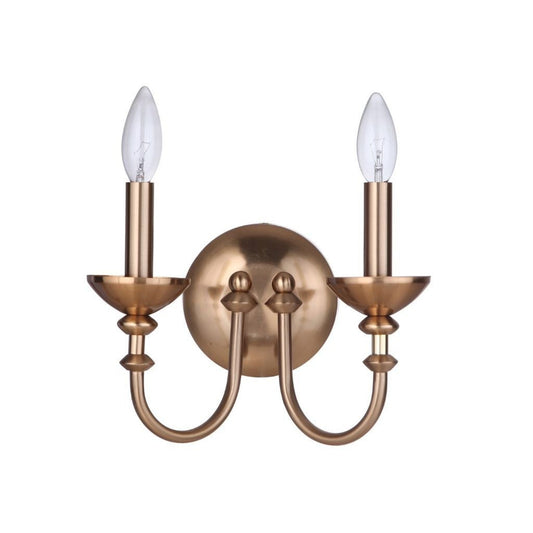 Craftmade Marlowe 10" x 8" 2-Light Satin Brass Candle-Style Wall Sconce