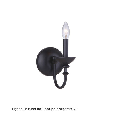 Craftmade Marlowe 5" x 8" 1-Light Flat Black Candle-Style Wall Sconce