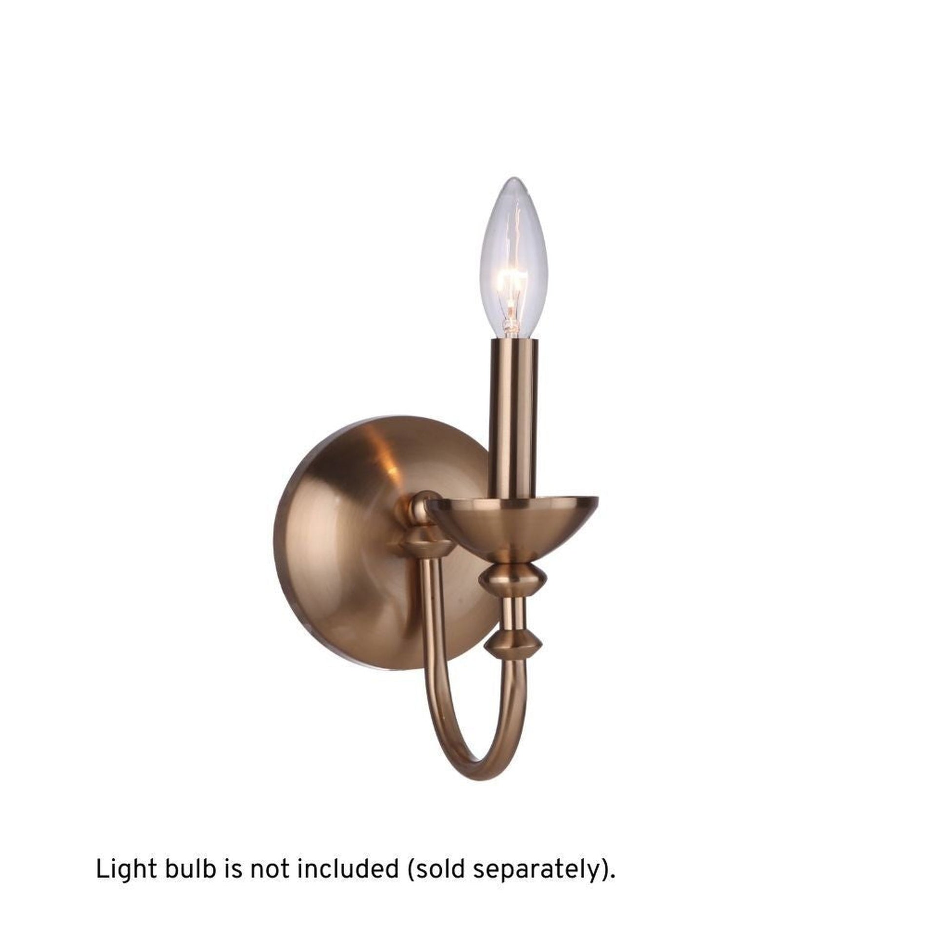 Craftmade Marlowe 5" x 8" 1-Light Satin Brass Candle-Style Wall Sconce