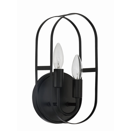 Craftmade Mindful 6" x 12" 2-Light Flat Black Wall Sconce With Arched Metal Frames