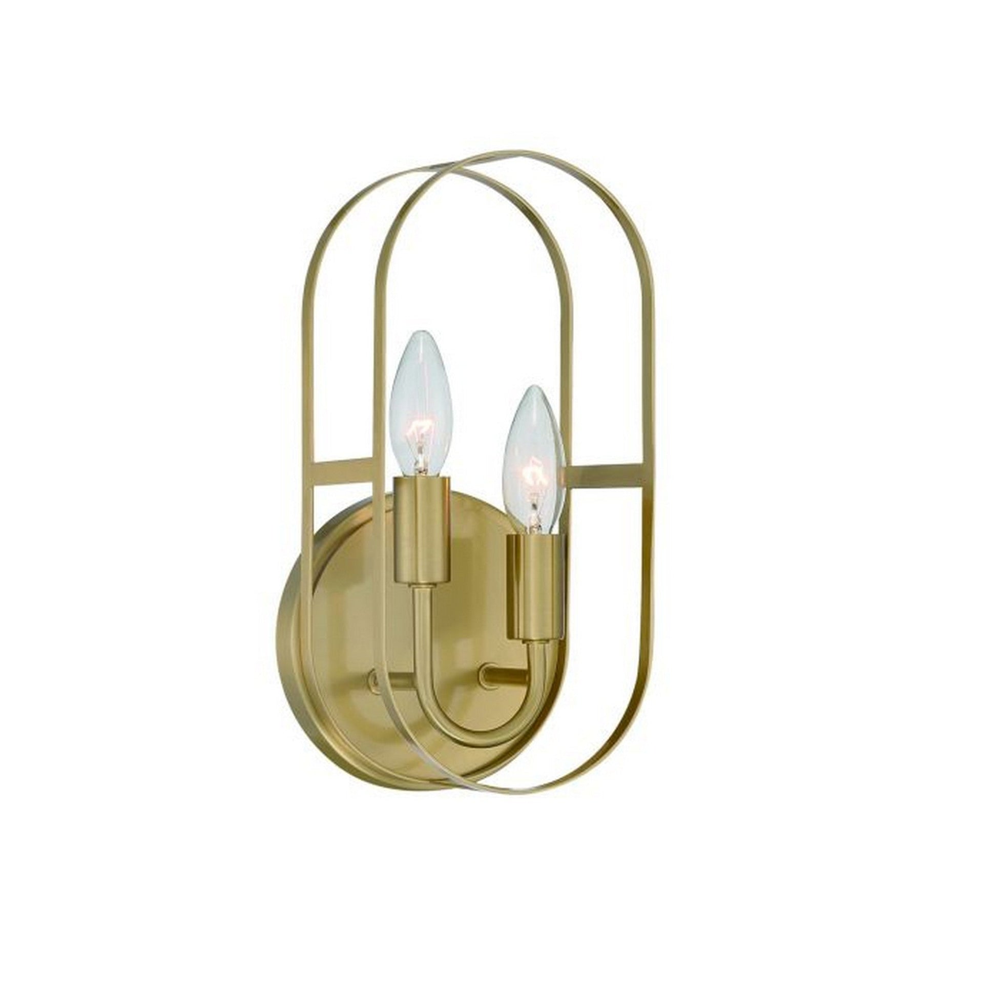 Craftmade Mindful 6" x 12" 2-Light Satin Brass Wall Sconce With Arched Metal Frames