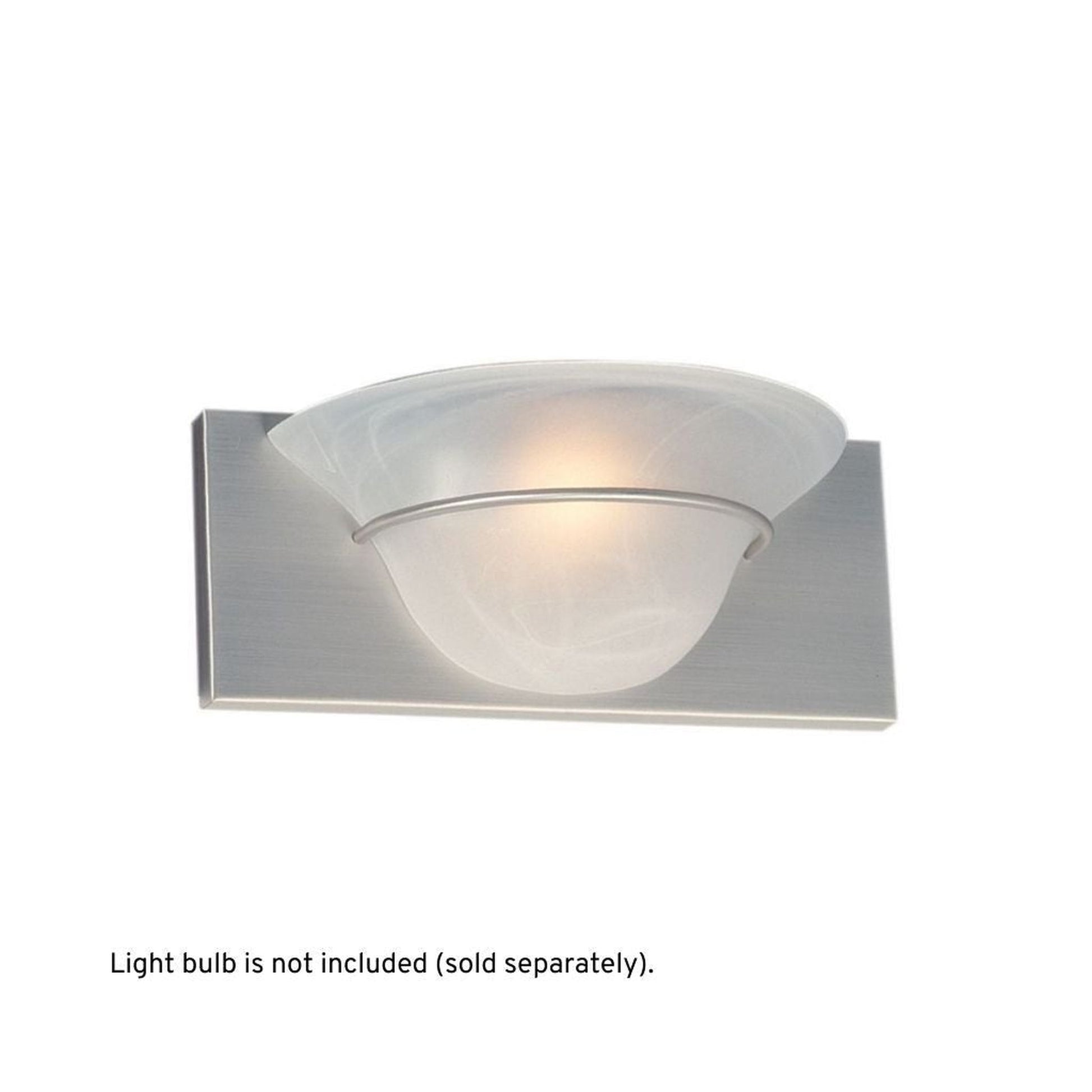Craftmade Moonglow 12" 1-Light Brushed Satin Nickel Wall Sconce With Half Bowl Alabaster Glass Shade