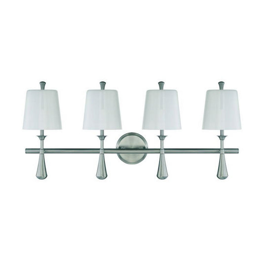 Craftmade Palmer 32" 4-Light Brushed Polished Nickel Vanity Light With Frosted Opal White Glass Shades