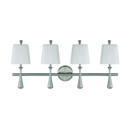 Craftmade Palmer 32" 4-Light Brushed Polished Nickel Vanity Light With Frosted Opal White Glass Shades