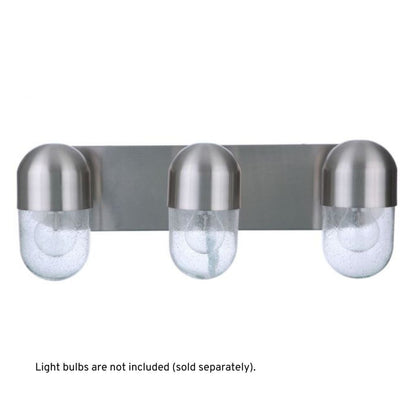 Craftmade Pill 23" 3-Light Brushed Polished Nickel Vanity Light With Clear Seeded Glass Shades