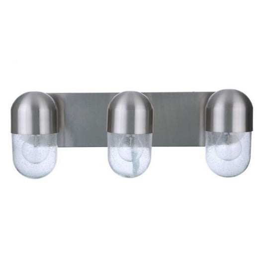 Craftmade Pill 23" 3-Light Brushed Polished Nickel Vanity Light With Clear Seeded Glass Shades