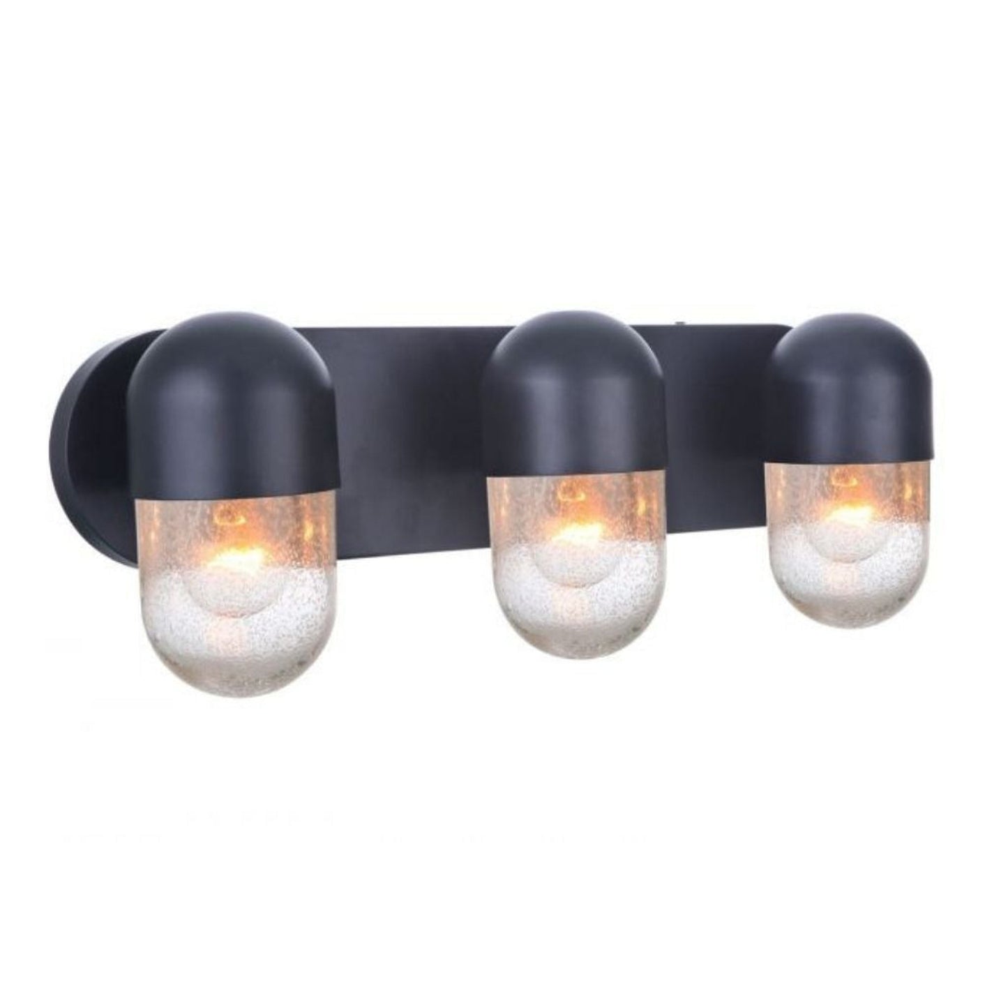Craftmade Pill 23" 3-Light Flat Black Vanity Light With Clear Seeded Glass Shades