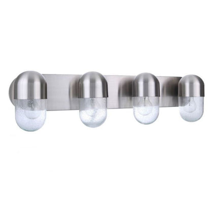 Craftmade Pill 31" 4-Light Brushed Polished Nickel Vanity Light With Clear Seeded Glass Shades