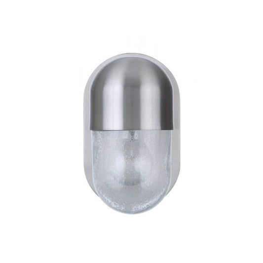 Craftmade Pill 5" x 9" 1-Light Brushed Polished Nickel Wall Sconce With Clear Seeded Glass Shade