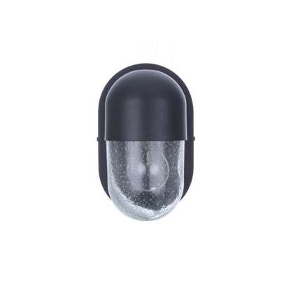 Craftmade Pill 5" x 9" 1-Light Flat Black Wall Sconce With Clear Seeded Glass Shade