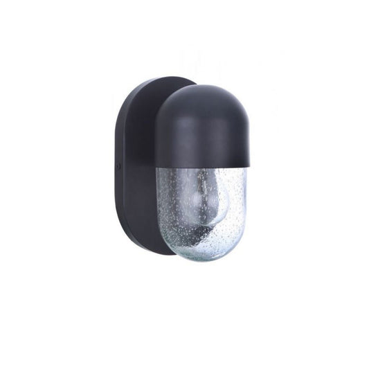 Craftmade Pill 5" x 9" 1-Light Flat Black Wall Sconce With Clear Seeded Glass Shade