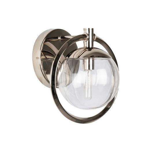 Craftmade Piltz 10" x 9" 1-Light Polished Nickel Wall Sconce With Sphere Clear Glass Shade