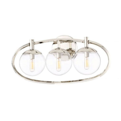 Craftmade Piltz 23" 3-Light Polished Nickel Vanity Light With Sphere Clear Glass Shade