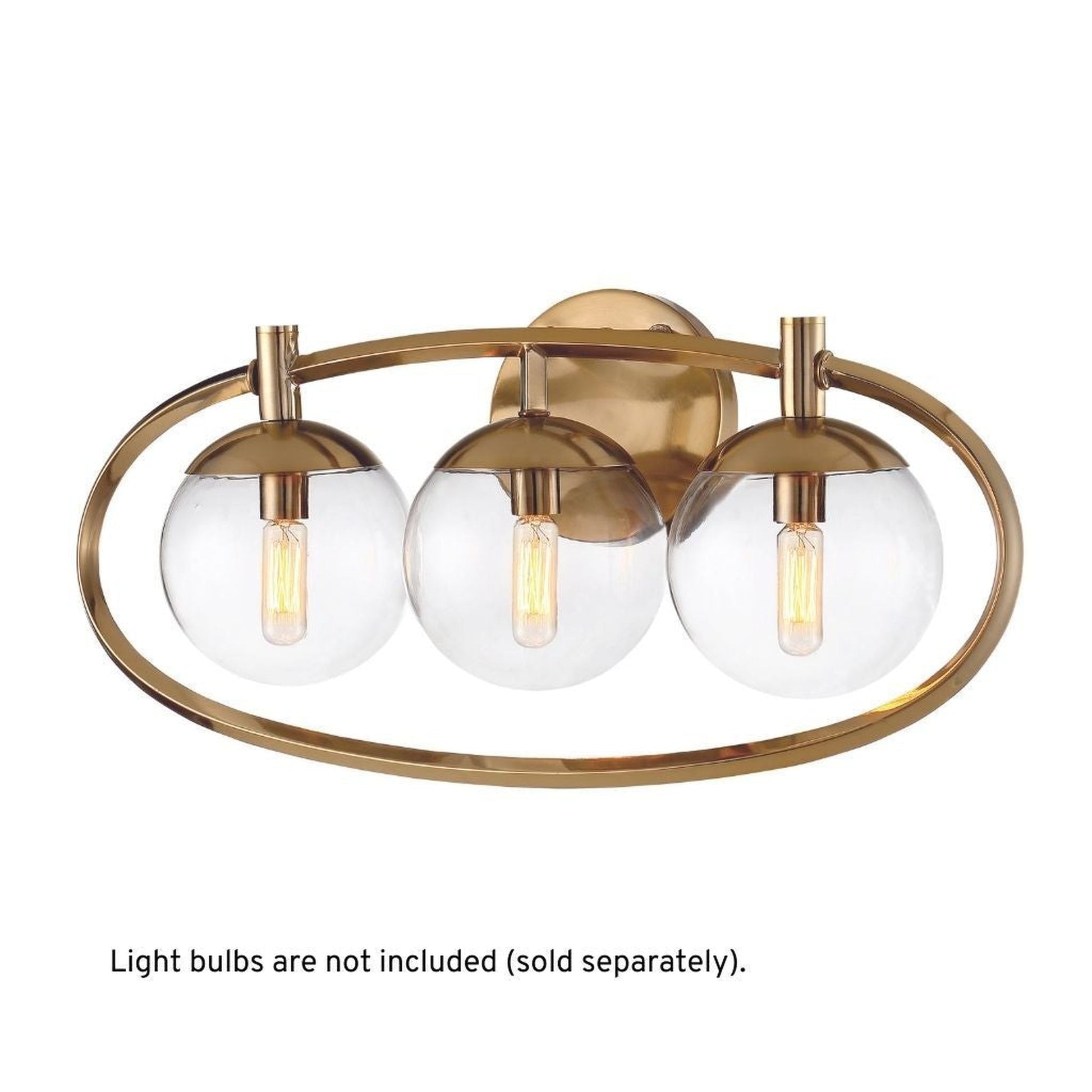Craftmade Piltz 23" 3-Light Satin Brass Vanity Light With Sphere Clear Glass Shade