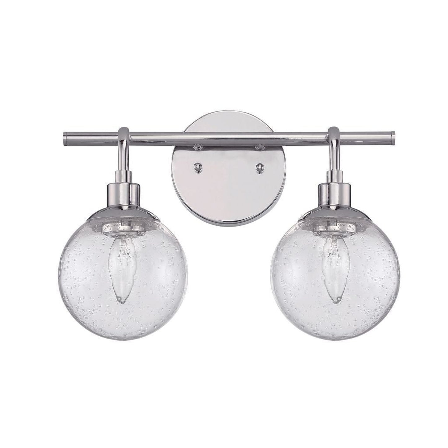 Craftmade Que 15" 2-Light Chrome Vanity Light With Clear Seeded Glass Globe Shades