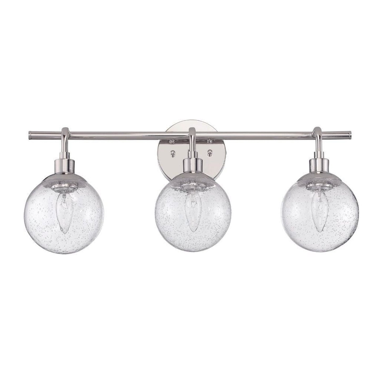 Craftmade Que 24" 3-Light Chrome Vanity Light With Clear Seeded Glass Globe Shades