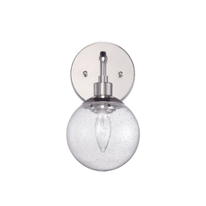 Craftmade Que 6" x 11" 1-Light Chrome Wall Sconce With Clear Seeded Glass Globe Shade