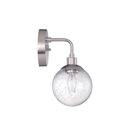 Craftmade Que 6" x 11" 1-Light Chrome Wall Sconce With Clear Seeded Glass Globe Shade