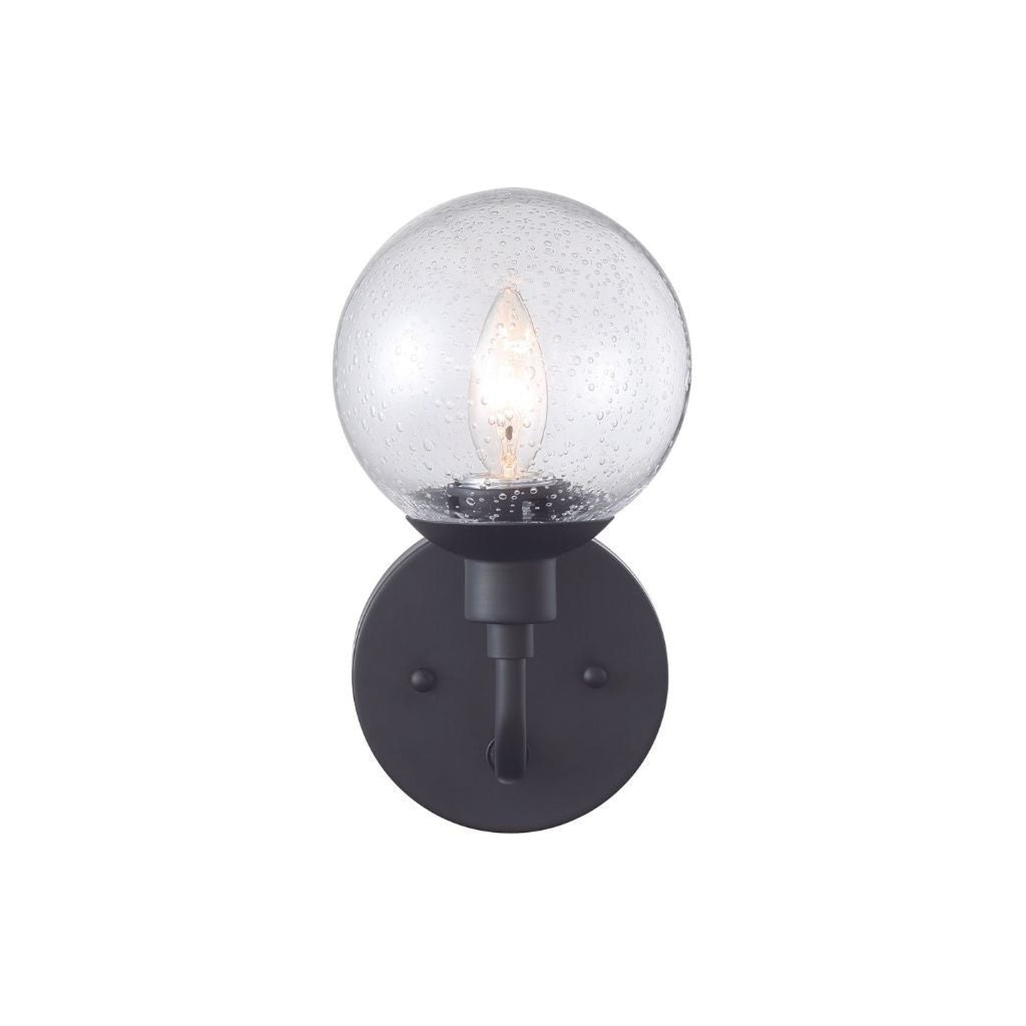 Craftmade Que 6" x 11" 1-Light Flat Black Wall Sconce With Clear Seeded Glass Globe Shade