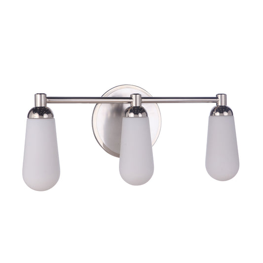 Craftmade Riggs 22" 3-Light Brushed Polished Nickel Vanity Light With White Elongated Glass Shades
