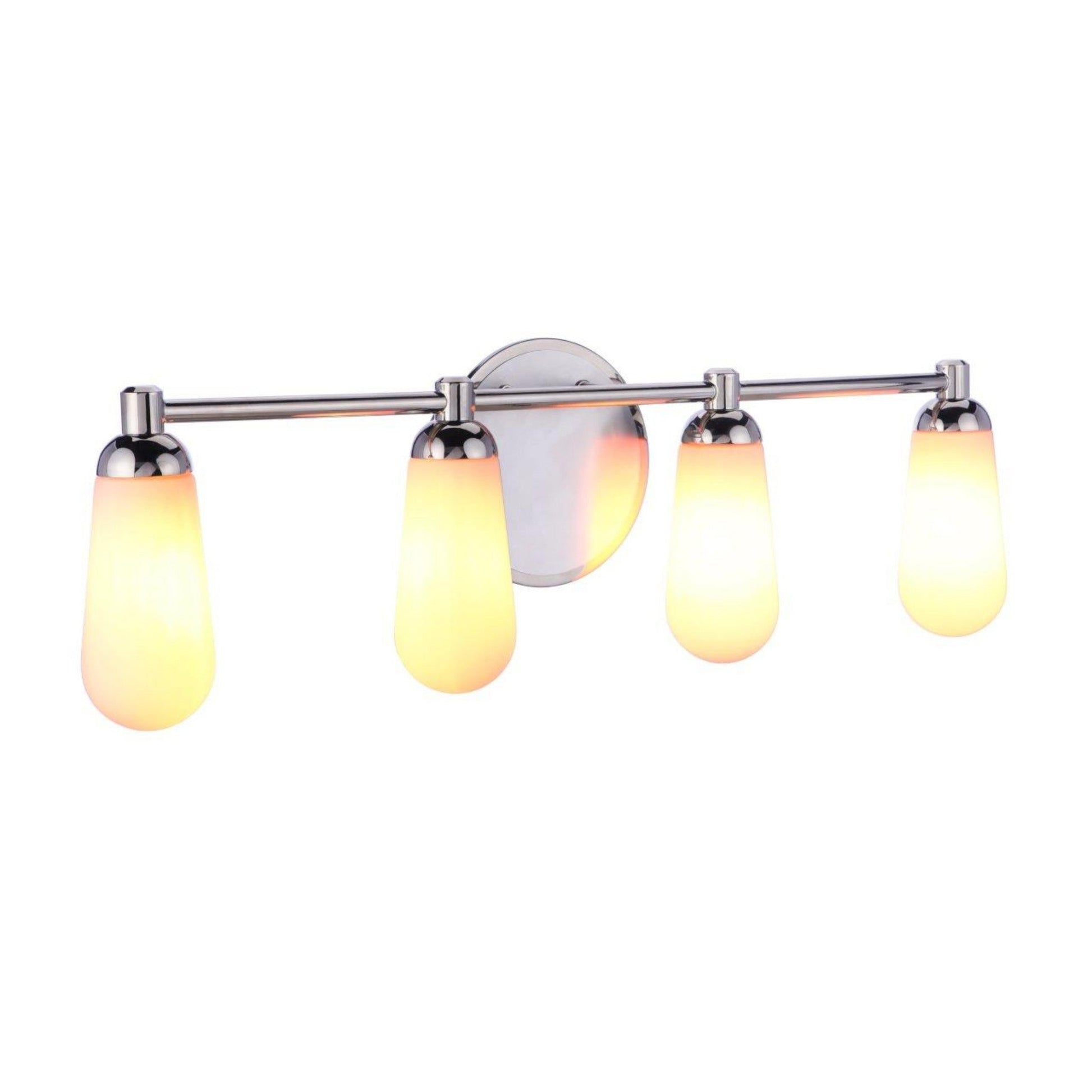 Craftmade Riggs 31" 4-Light Brushed Polished Nickel Vanity Light With White Elongated Glass Shades