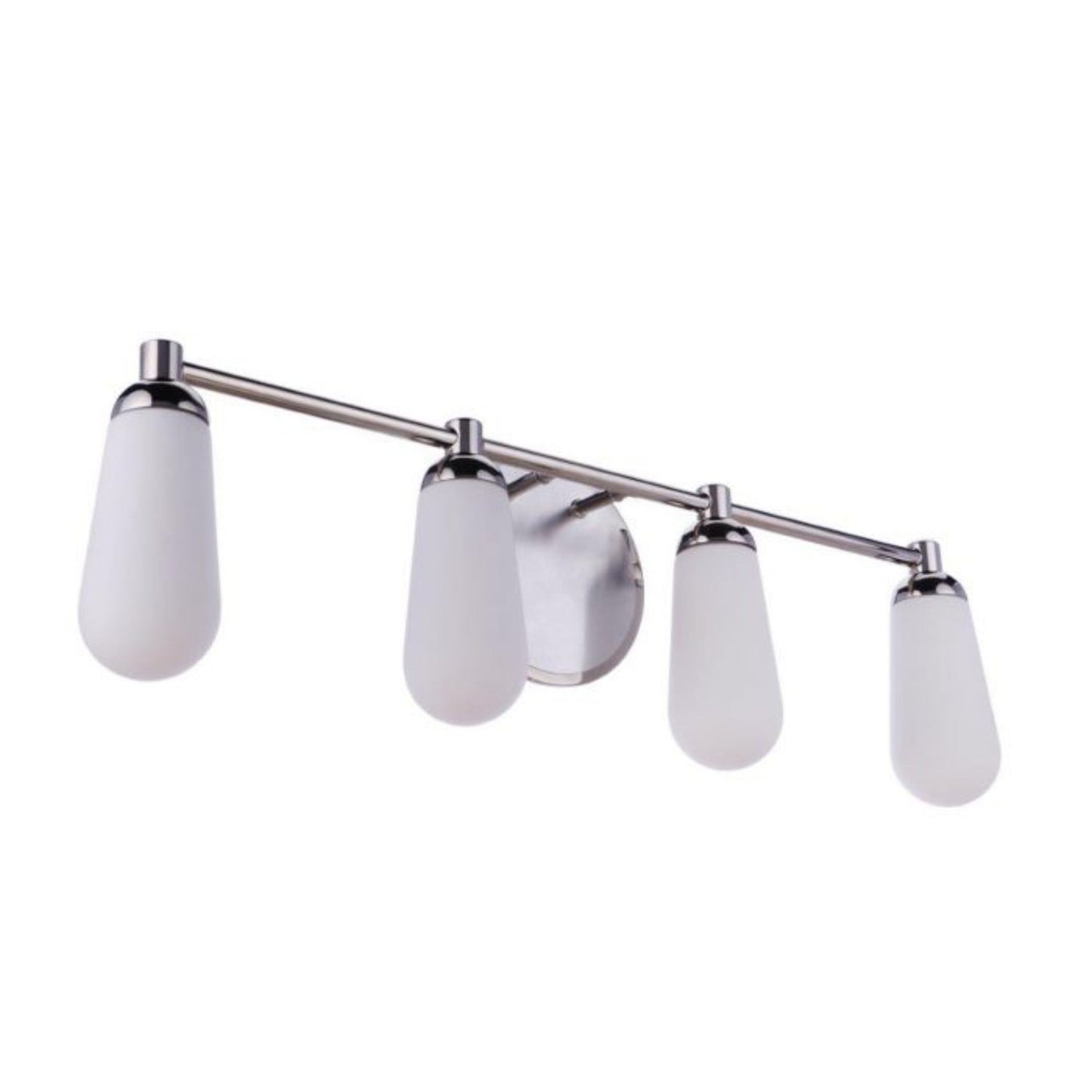 Craftmade Riggs 31" 4-Light Brushed Polished Nickel Vanity Light With White Elongated Glass Shades