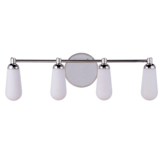 Craftmade Riggs 31" 4-Light Brushed Polished Nickel Vanity Light With White Elongated Glass Shades