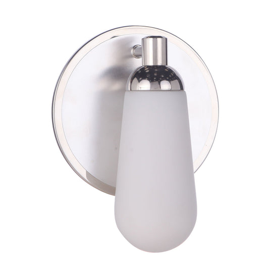 Craftmade Riggs 7" x 9" 1-Light Brushed Polished Nickel Wall Sconce With White Elongated Glass Shade