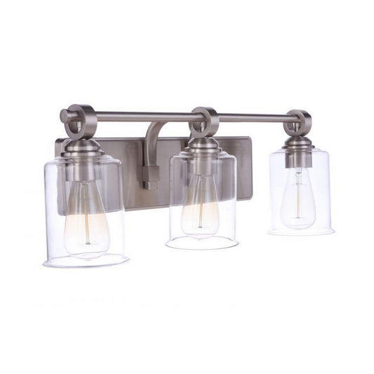 Craftmade Romero 24" 3-Light Brushed Polished Nickel Vanity Light With Clear Glass Shades