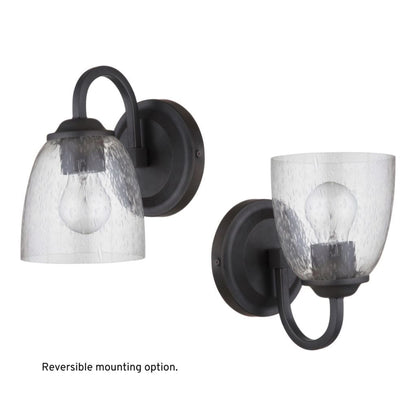 Craftmade Serene 6" x 9" 1-Light Espresso Wall Sconce With Clear Seeded Glass Shade