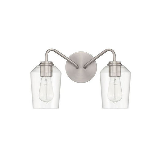 Craftmade Shayna 15" 2-Light Brushed Polished Nickel Vanity Light With Clear Glass Shades