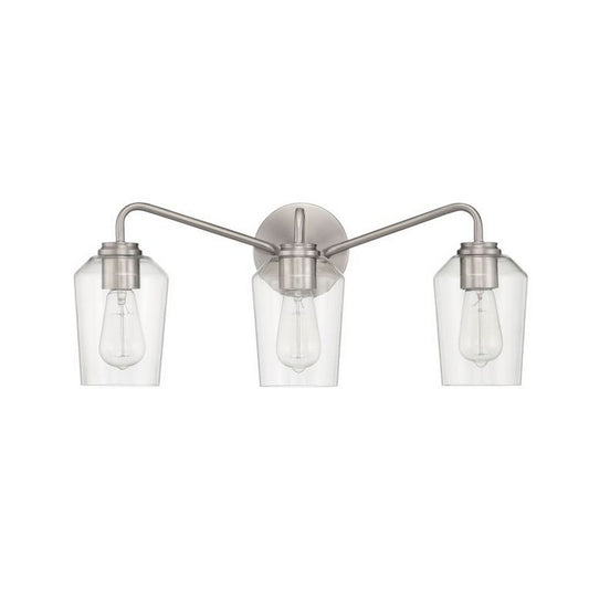 Craftmade Shayna 22" 3-Light Brushed Polished Nickel Vanity Light With Clear Glass Shades