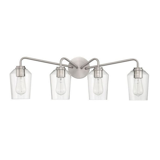 Craftmade Shayna 31" 4-Light Brushed Polished Nickel Vanity Light With Clear Glass Shades
