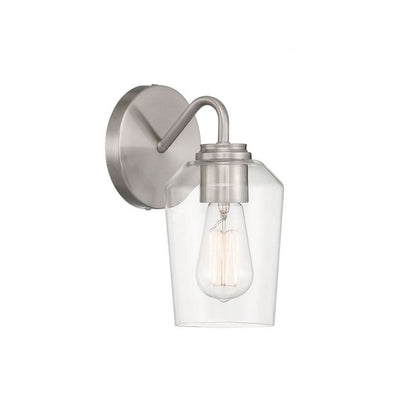 Craftmade Shayna 5" x 11" 1-Light Brushed Polished Nickel Wall Sconce With Clear Glass Shade