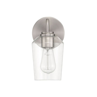 Craftmade Shayna 5" x 11" 1-Light Brushed Polished Nickel Wall Sconce With Clear Glass Shade