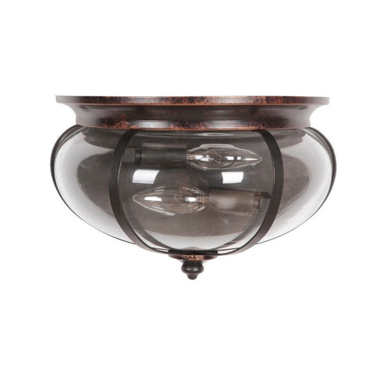 Craftmade Stafford 12" x 8" 2-Light Aged Bronze and Textured Black Wall Sconce With Half-Bowl Clear Glass Shade