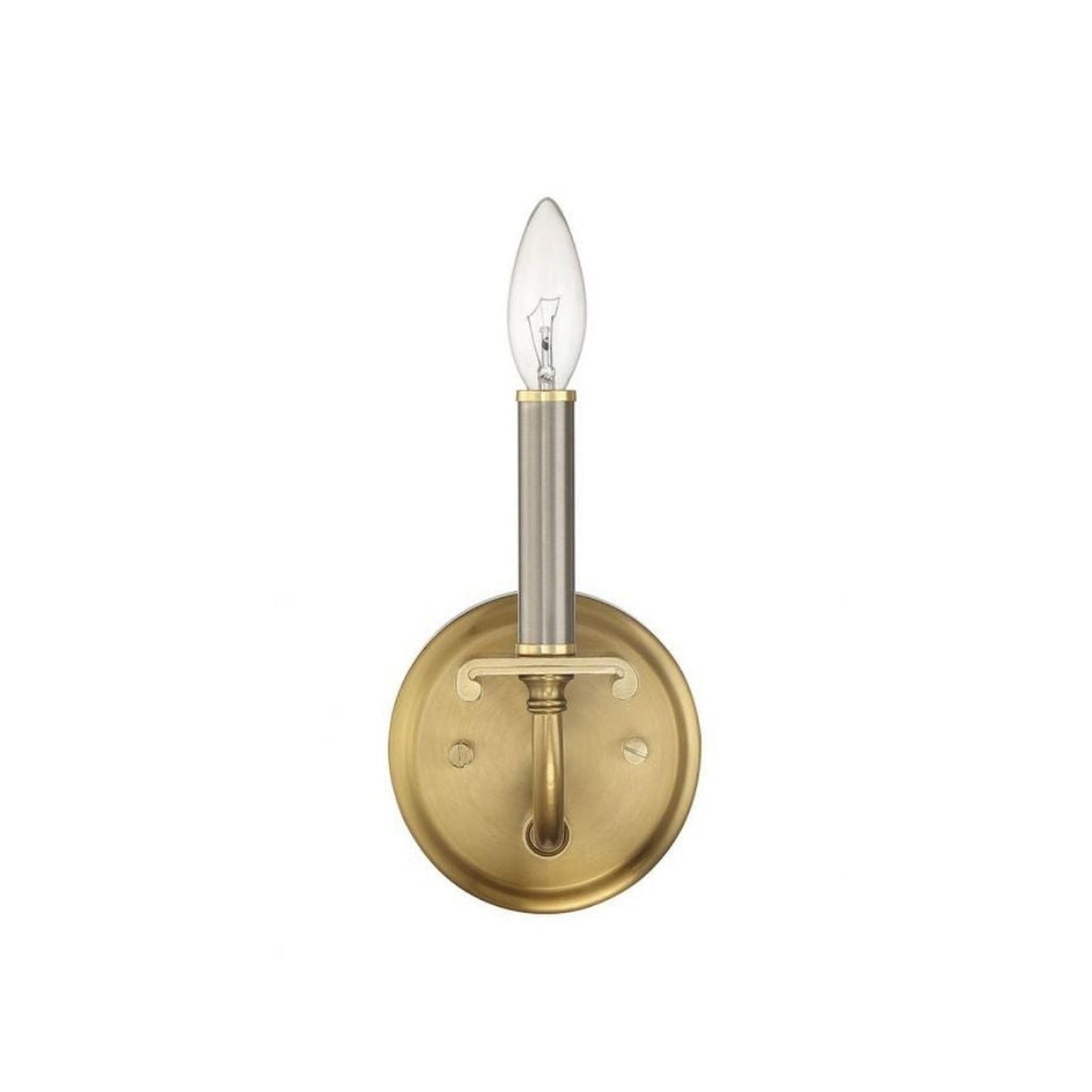 Craftmade Stanza 5" x 8" 1-Light Brushed Polished Nickel and Satin Brass Candle-style Wall Sconce