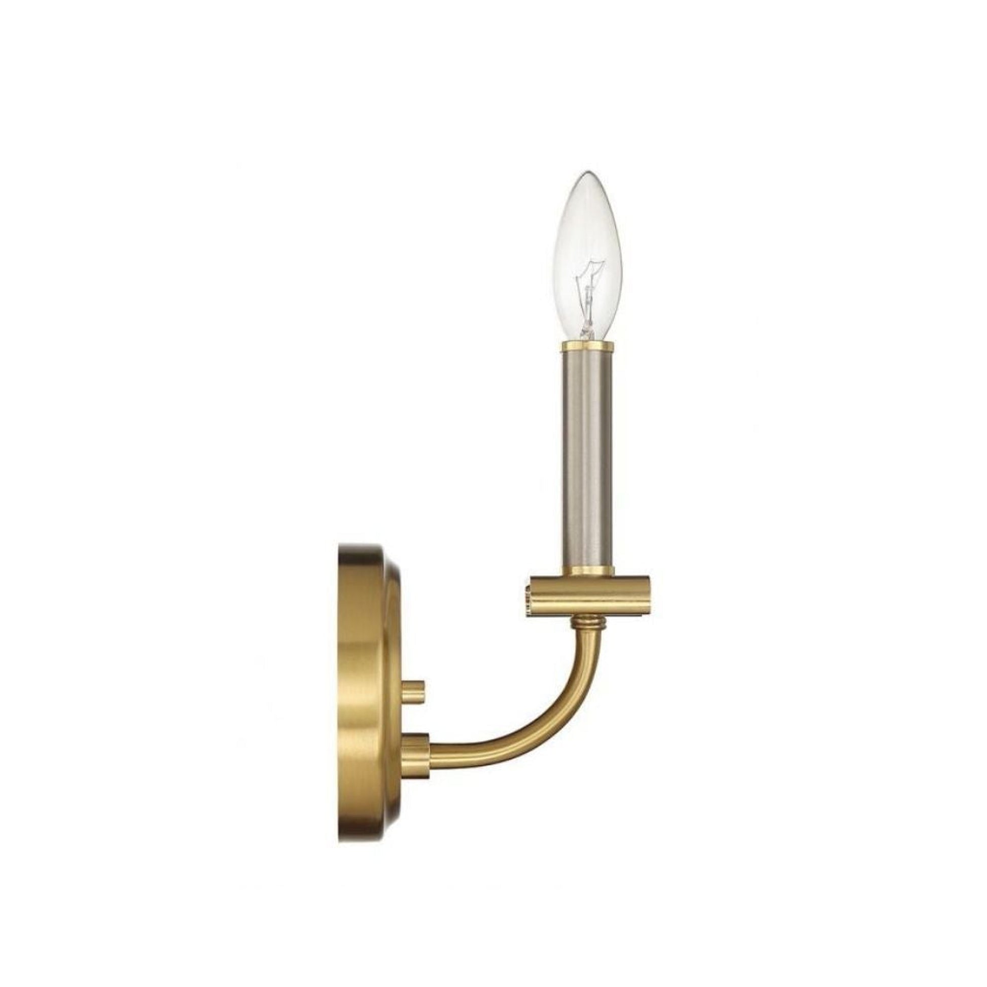 Craftmade Stanza 5" x 8" 1-Light Brushed Polished Nickel and Satin Brass Candle-style Wall Sconce