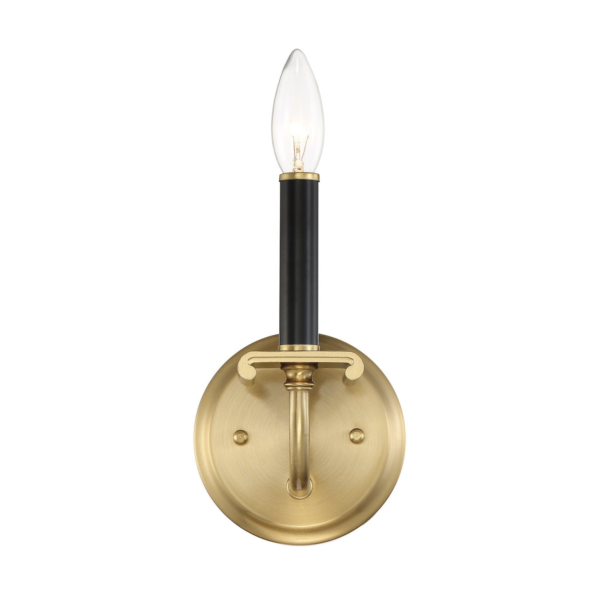 Craftmade Stanza 5" x 8" 1-Light Flat Black and Satin Brass Candle-Style Wall Sconce