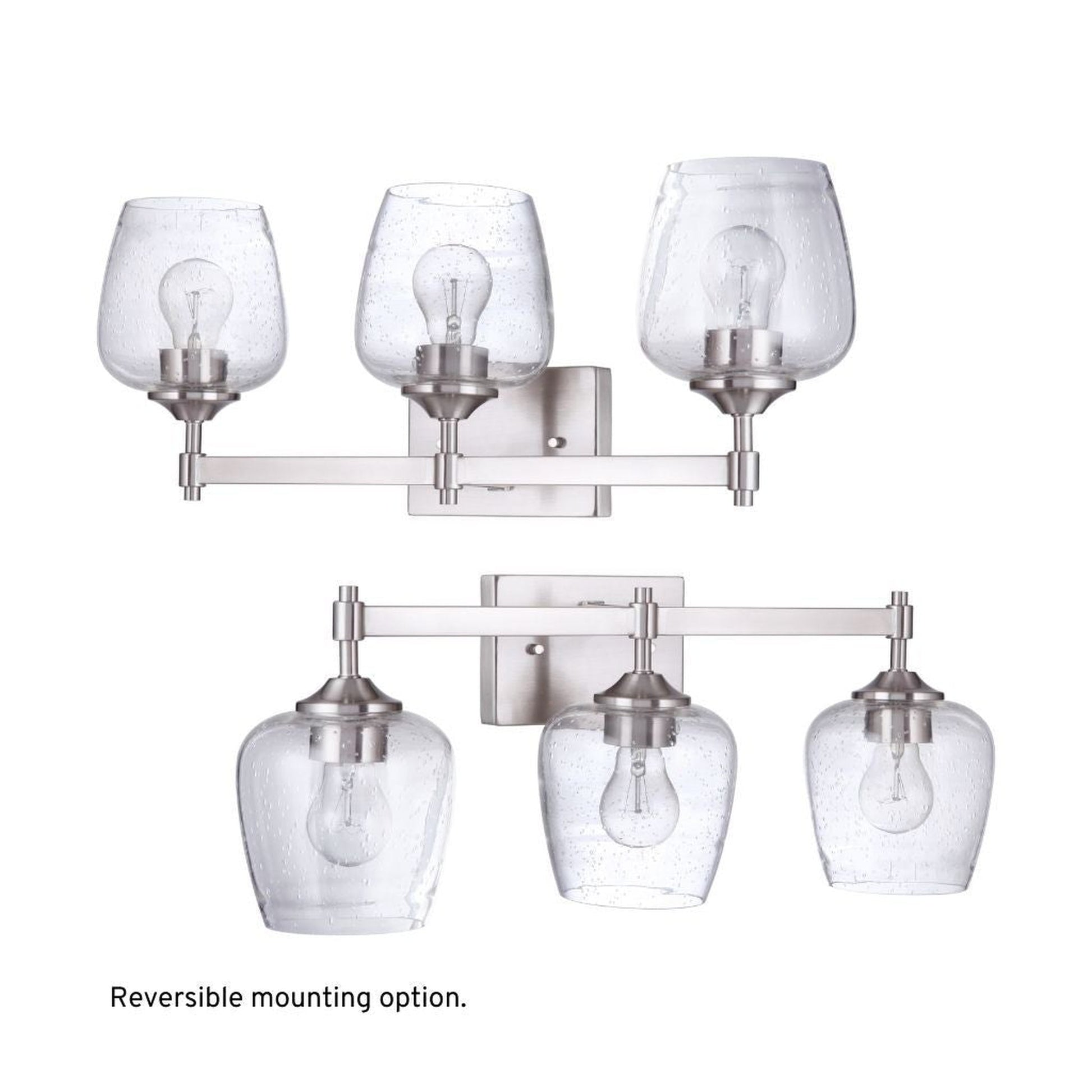 Craftmade Stellen 22" 3-Light Brushed Polished Nickel Vanity Light With Clear Seeded Glass Shades