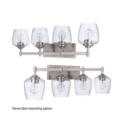Craftmade Stellen 30" 4-Light Brushed Polished Nickel Vanity Light With Clear Seeded Glass Shades